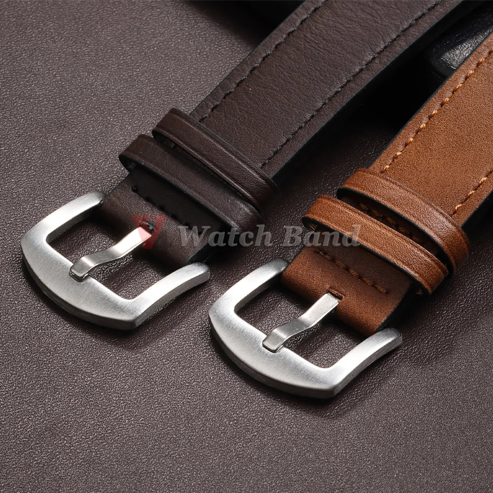 Genuine Leather Watchbands Quick Release Watch Band 20mm 22mm Smartwatch Strap Retro Brown Black Watches Accessories