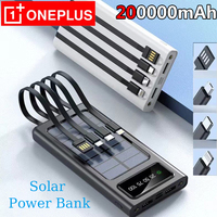 OnePlus Solar Power Bank 200000mAh Ultra Capacity USB 4 Cables Super Fast Charging LED Light Outdoor External Battery For iPhone