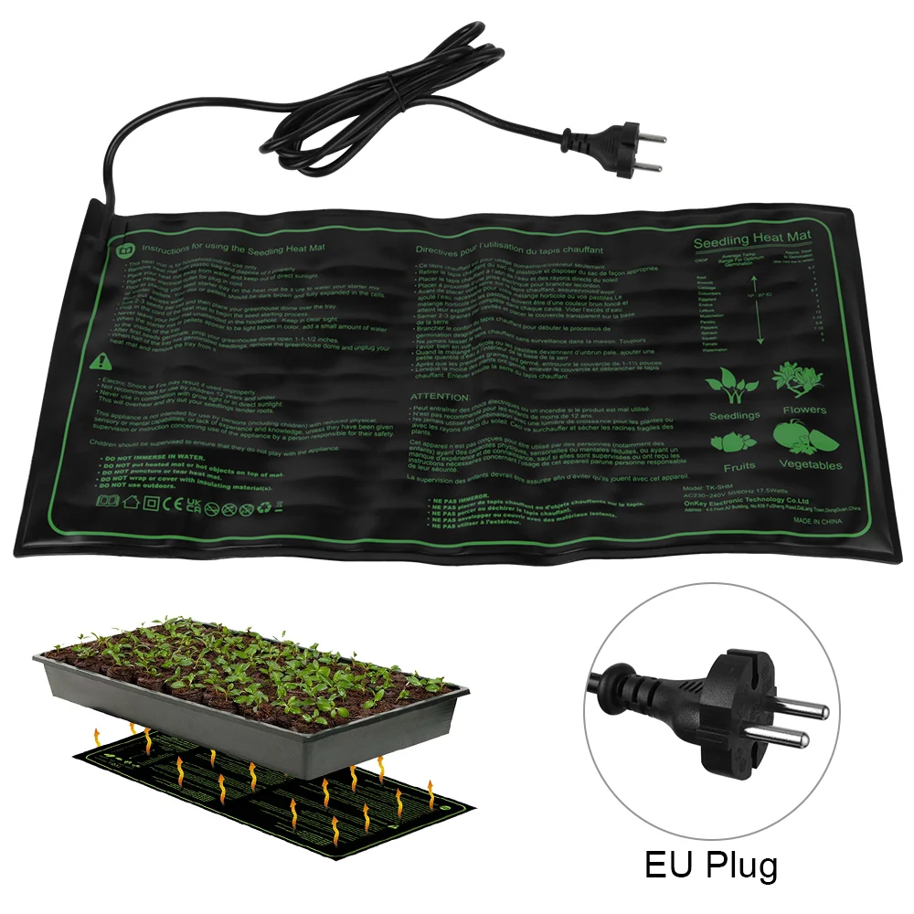 

50x25cm Plant Seed Germination Propagation Clone Starter Pad Greenhouse Seedling Heating Mat 220V EU Plug Waterproof