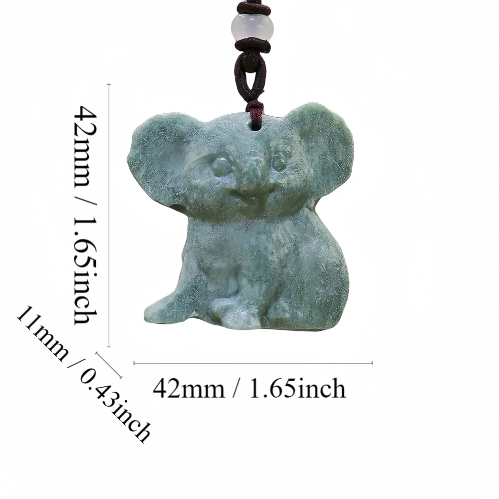 Chinese Carved Natural Real Jade Elephant Pendant Necklace Designer Charm Accessories Green Jewelry Gift for Women Men Talismans