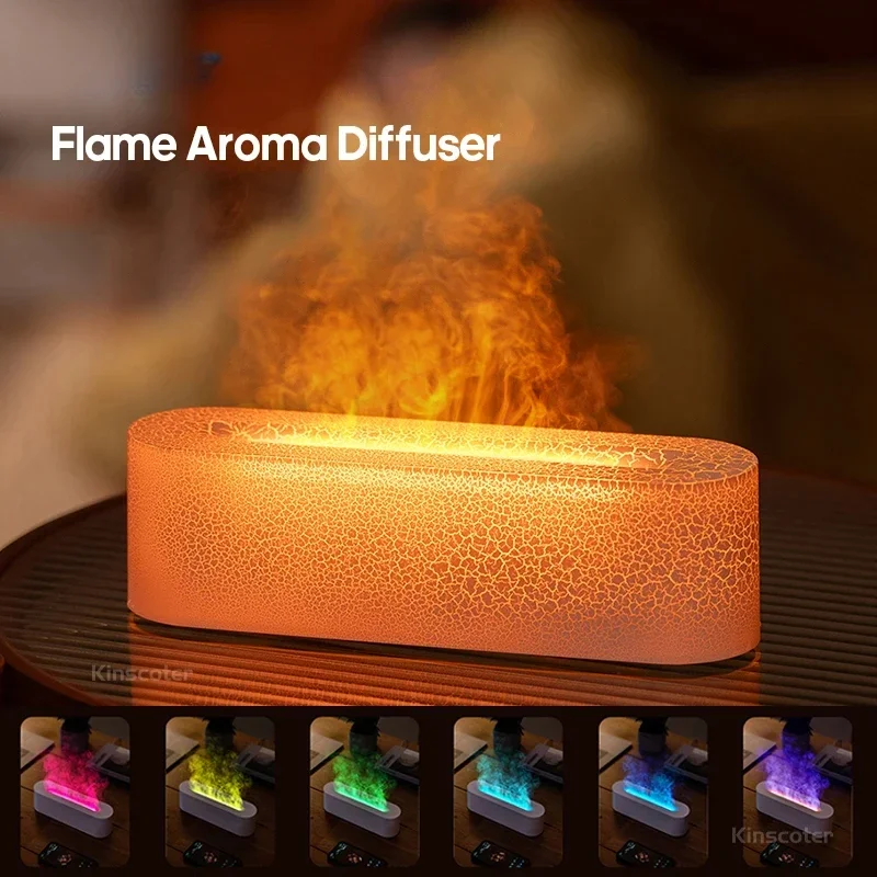 RGB Flame Aroma Diffuser Air Humidifier Ultrasonic Cool Mist Maker Fogger LED Essential Oil Fire LED Lamp Difusor Gift 2025 Hot