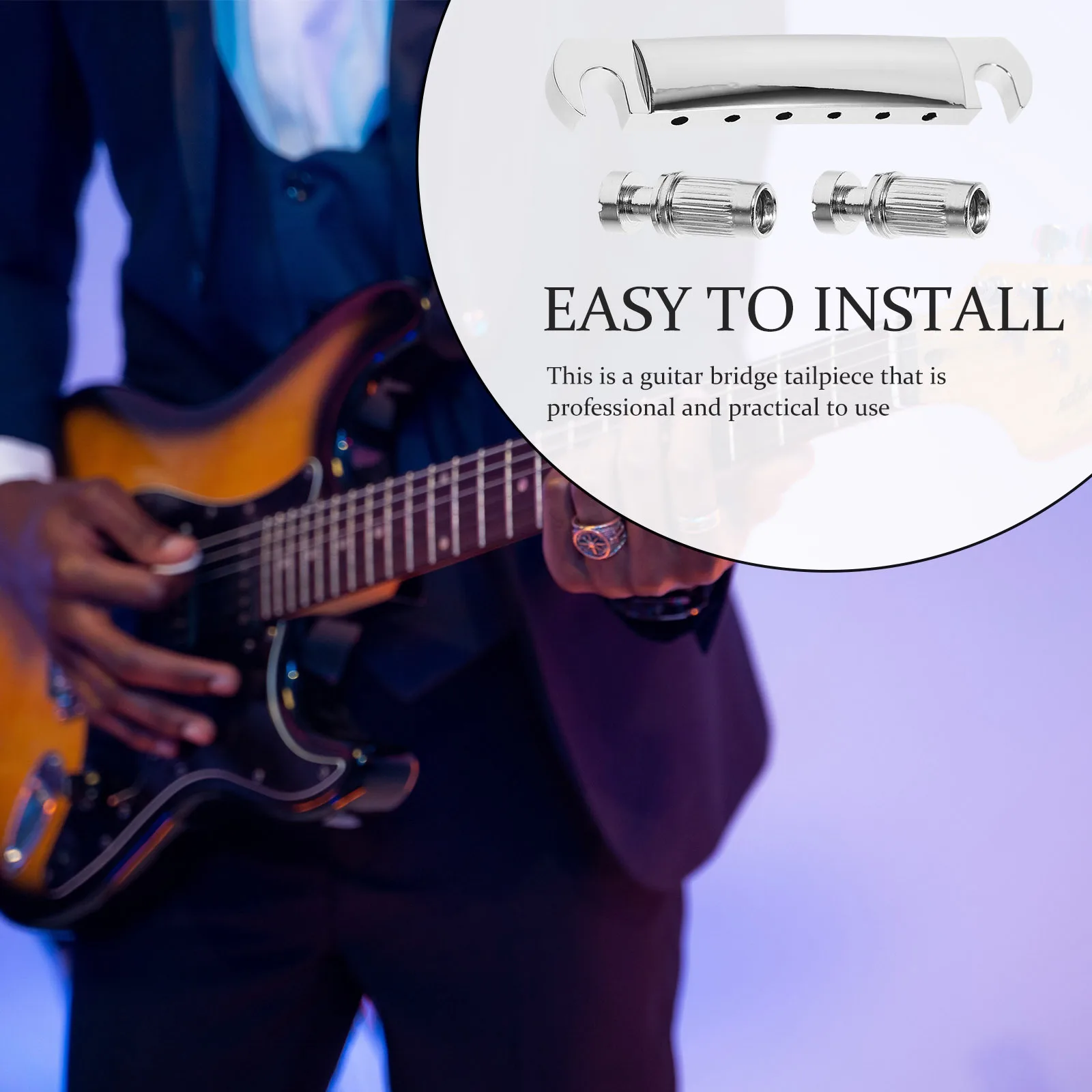 

1Set Guitar Bridge Tailpiece Part Silver Roller Saddle Metal Replacement for Electric Guitar Durable Bridge Accessories