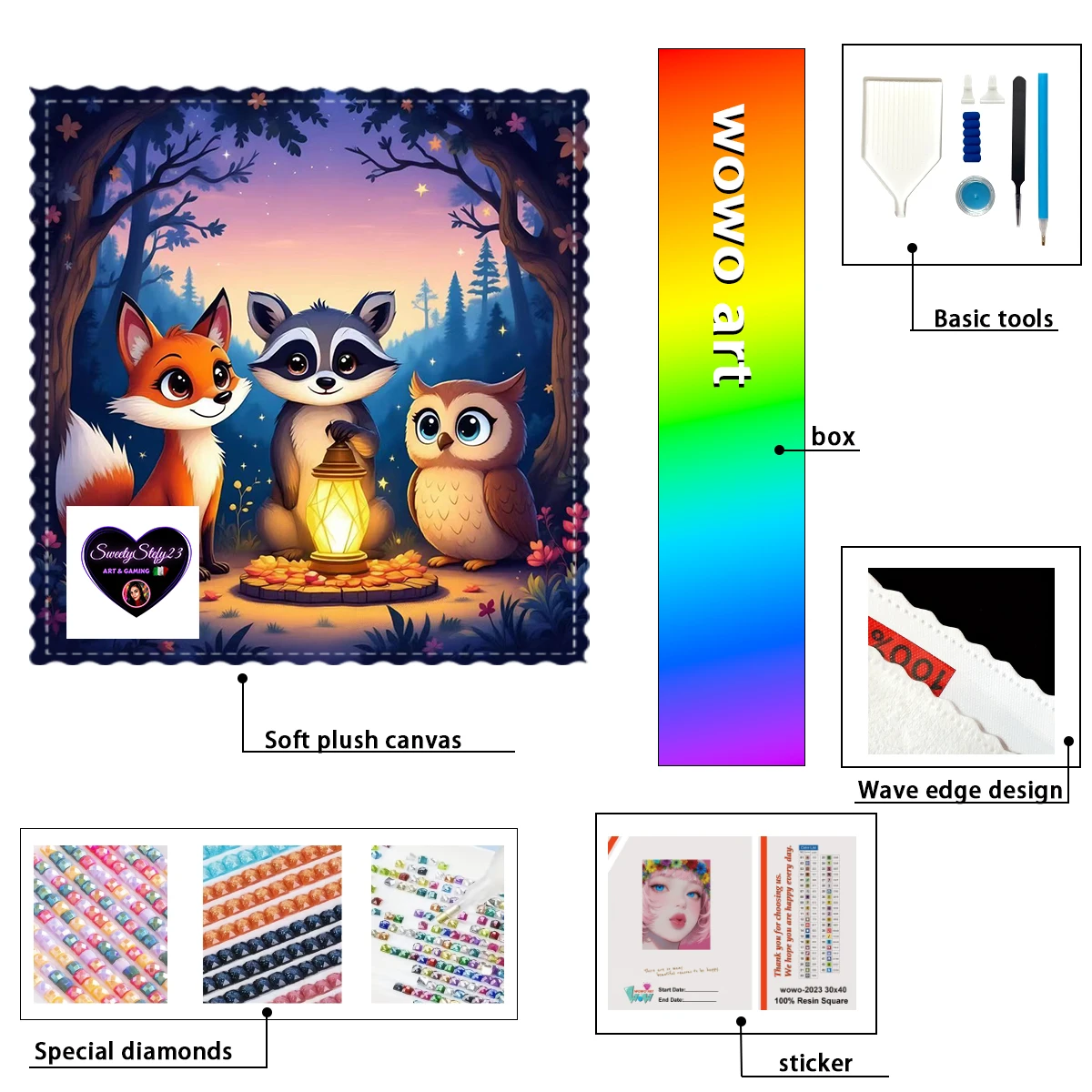 

【Sweety Stefy Diamond art】Cute animals 100% resin FD+ab+xc Diamond Stamping Kit Perfect Masterpiece worth Buyi