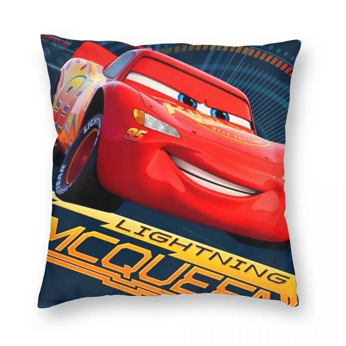 Lets Go Car Lightning Mcqueen Cars Pillowcase Soft Polyester Cushion Cover Gift Pillow Case Cover Sofa Zippered 18''