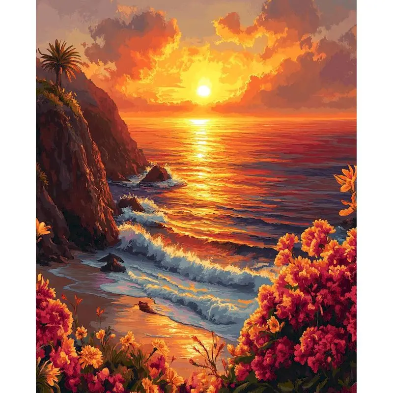 

GATYZTORY Oil Painting By Numbers Sea Landscape Drawing On Canvas HandPainted Art Gift DIY Picture Kits Home Decoration