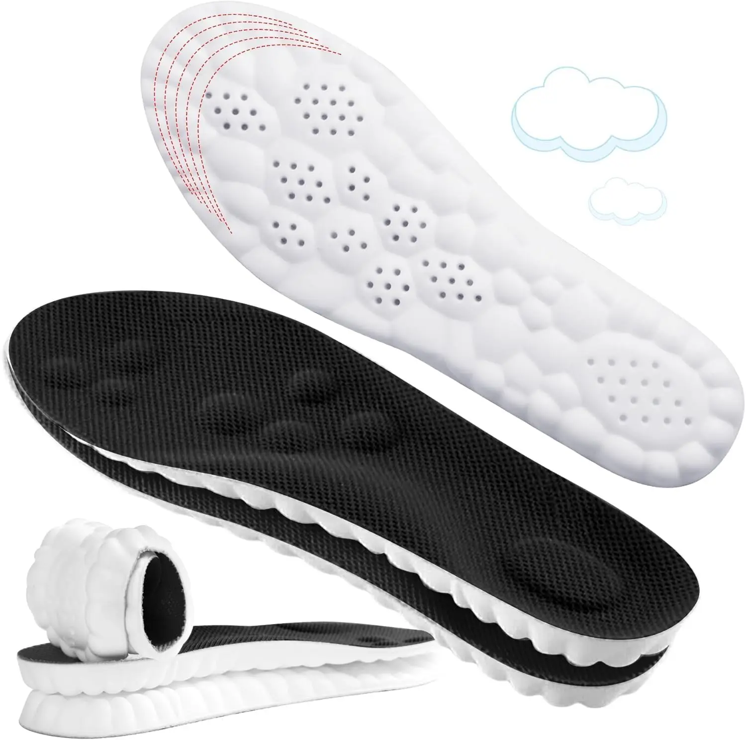 

4D Cloud Insoles: Мягкие стельки из пены с эффектом памяти, амортизирующие, с возможностью подрезки, для мужчин, для степперов, Wowen