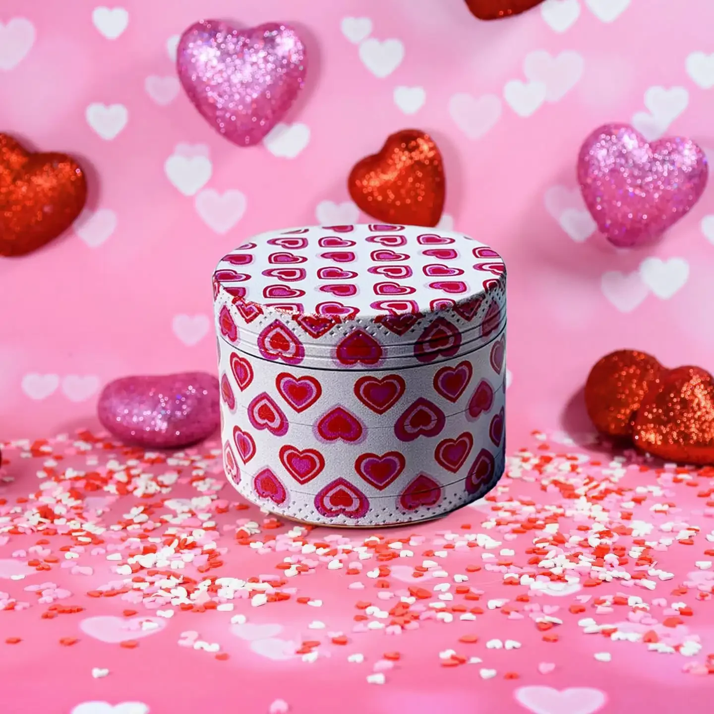 

2-дюймовая мельница для трав с принтом LOVE Heart, 4-слойная мельница с устройством для ловли пыльцы, подарки для нее