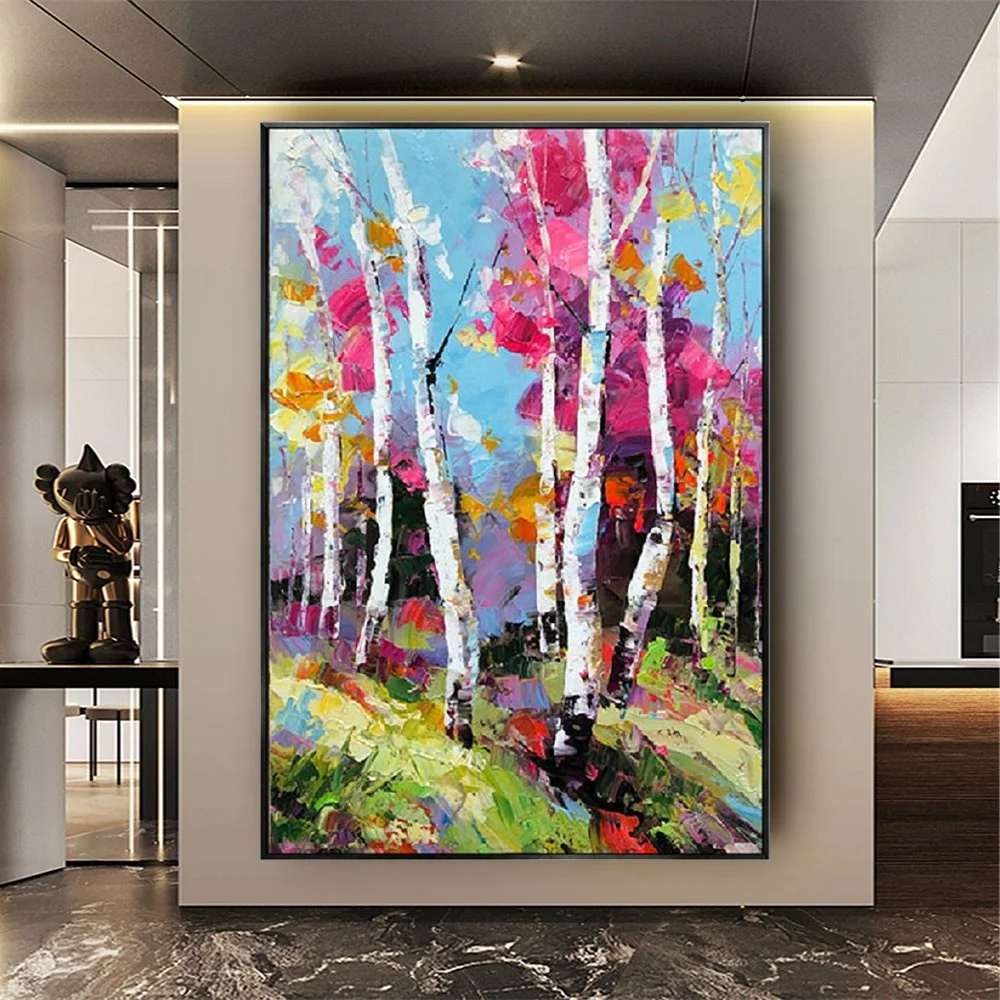 Hand Painted Oil painting On Canvas Wall Paintings for porch Decor paintings large Wall Art Pictures Knife Colour Flower Tree
