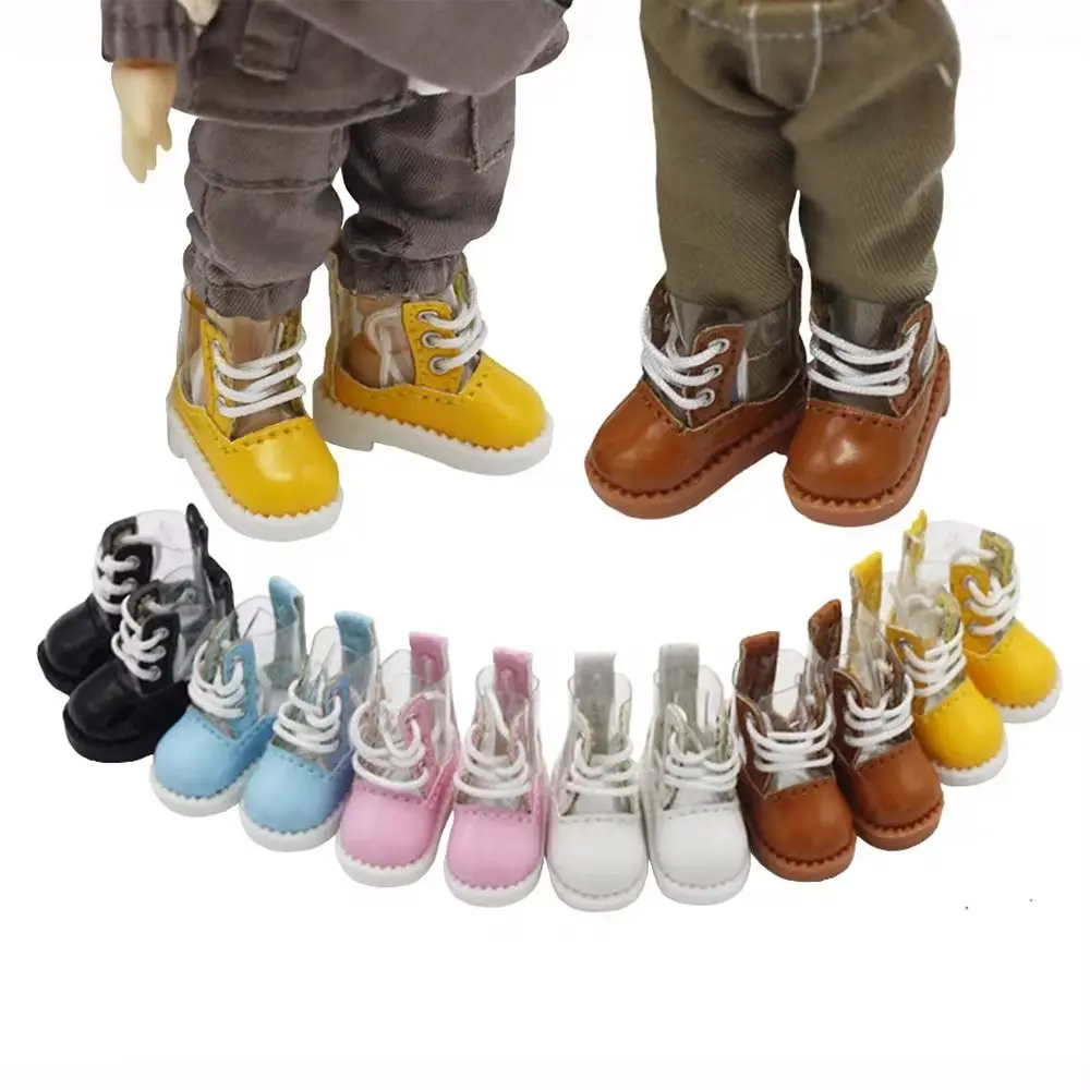 

Play House Dress Up Lace-up Transparent Doll Boots Fashion Cartoon 1/12 Bjd Doll Shoes Lovely Cute Ob11 Rain Boots OB11 Doll