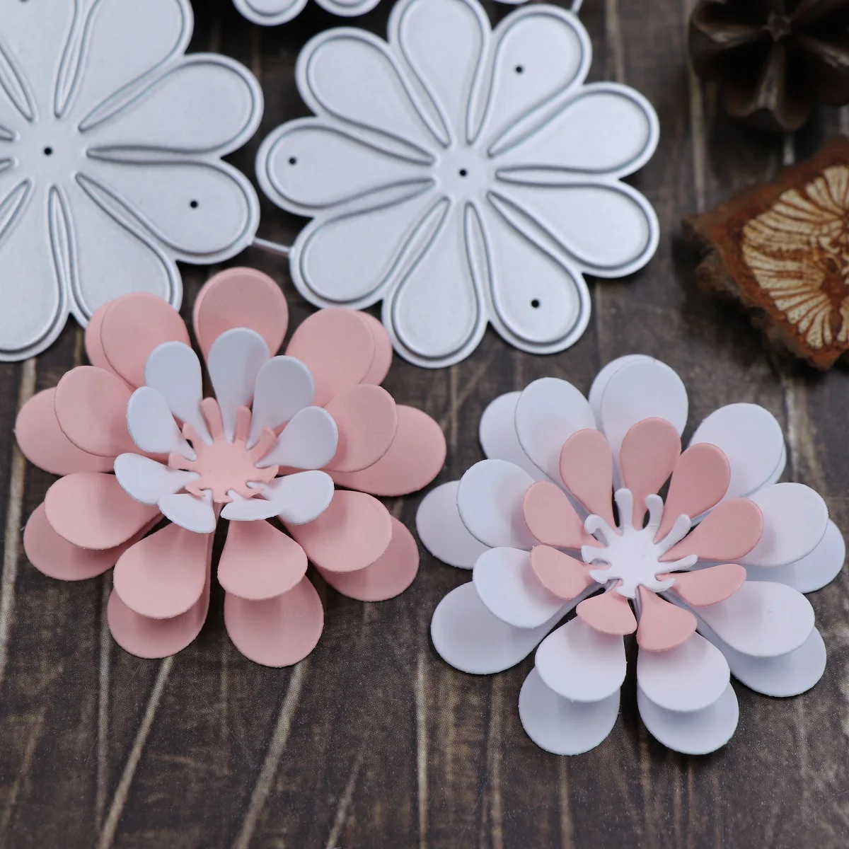 Flower Petals Metal Cutting Dies for Scrapbooking DIY Album Embossing Greeting Card Die Cuts 3D Flowers Dies Cutting 2024 New