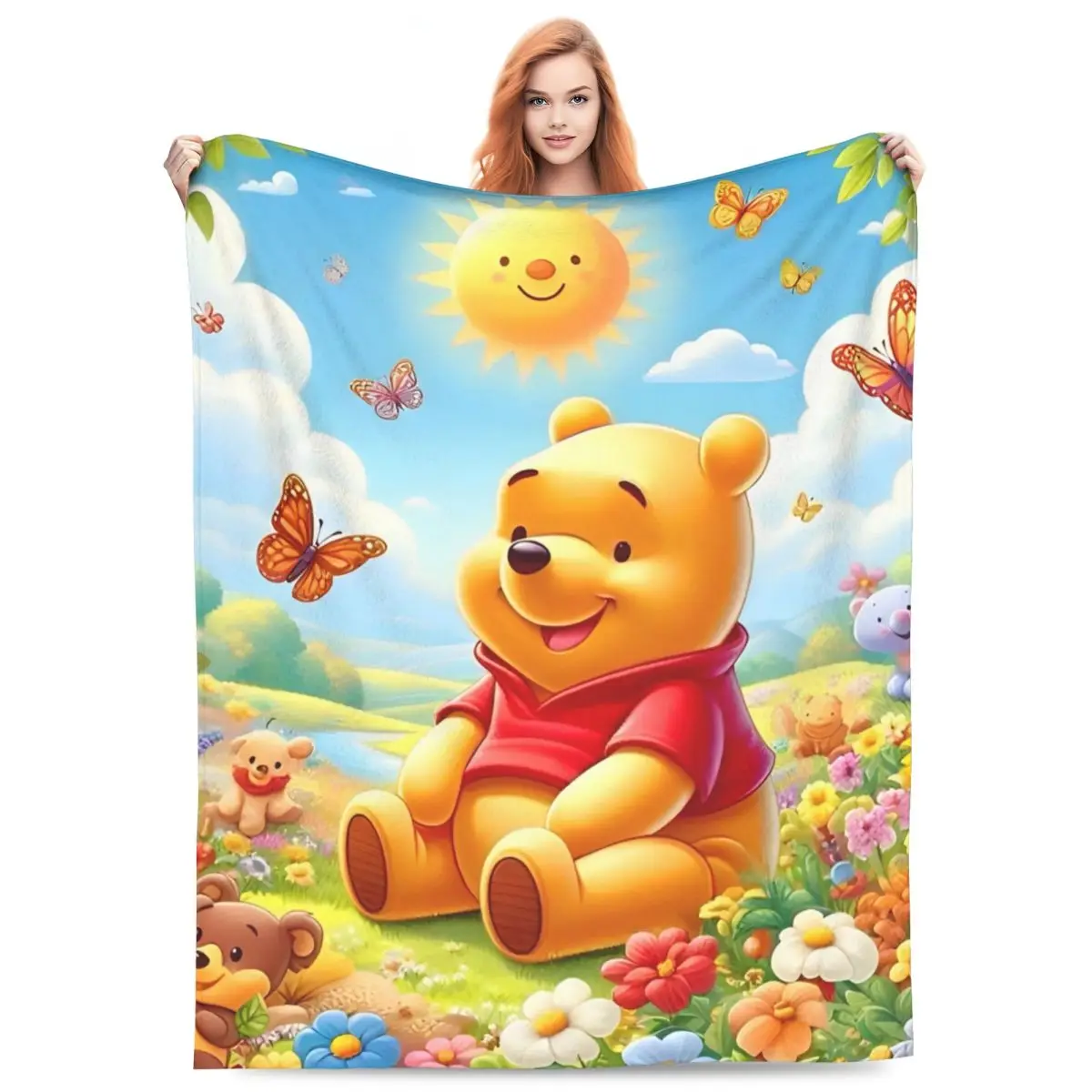 Winnie Pooh Bear Cartoon Blanket Picnic Flannel Throw Blanket For Couch Bed Soft Warm Design Quality Bedspread Gift Idea