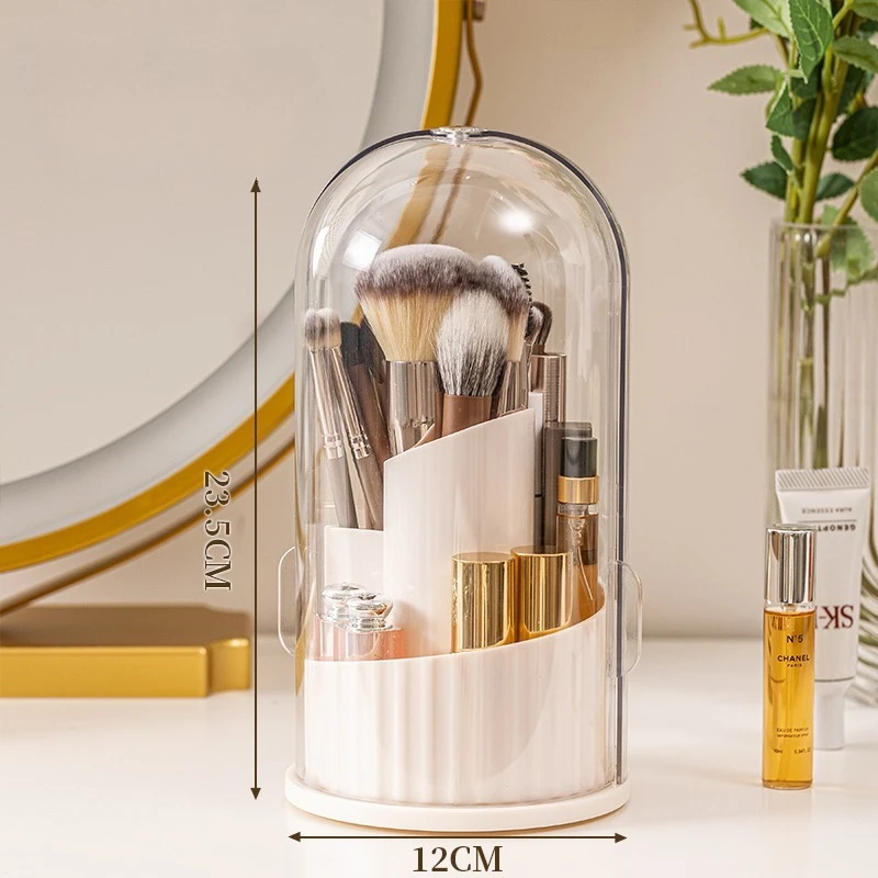 makeup brush rotate storage box Dustproof desktop cosmetic storage box Lipstick eye shadow shelf Dustproof 360 degree rotation