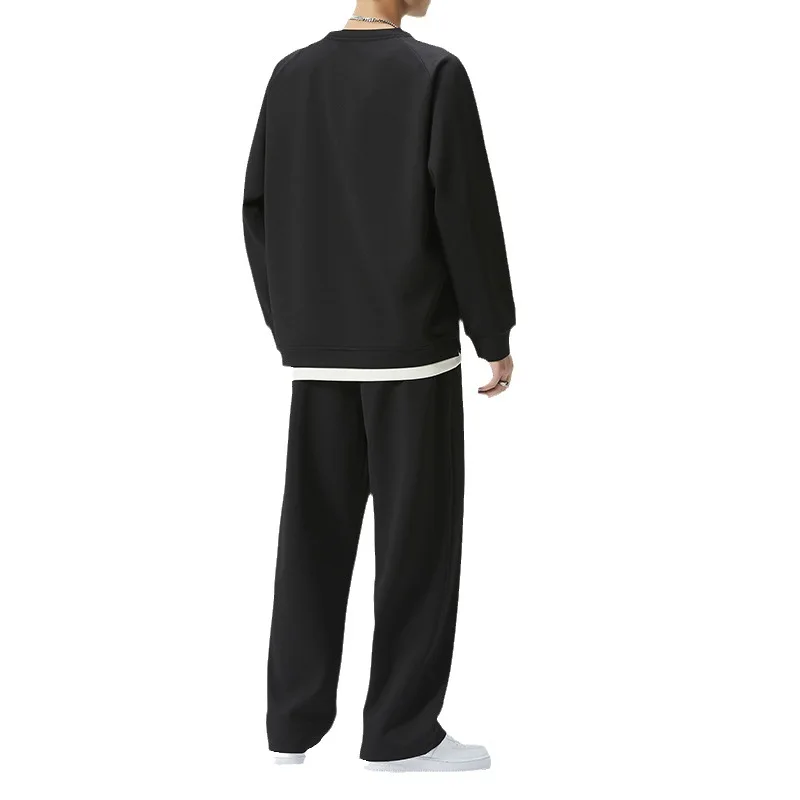 الخريف الشتاء رقيقة بدلة رياضية غير رسمية الرجال قطعتين العلامة التجارية العصرية فضفاضة تنفس بلون Sweatpants جولة الرقبة البلوز