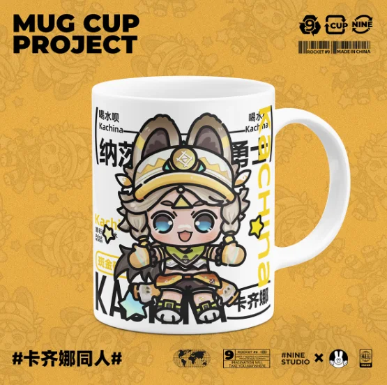 Anime Genshin Impact Kachina Creative Ceramics Mug Cup Water Tea Cups Props Fans Spoon+Cup lid Collection Birthday Gifts