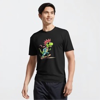Summer Punk Dino on Skateboard T-Shirt Fashion Leisure High-end Versatile Breathable Sports cotton Men's And Women's T-Shirt