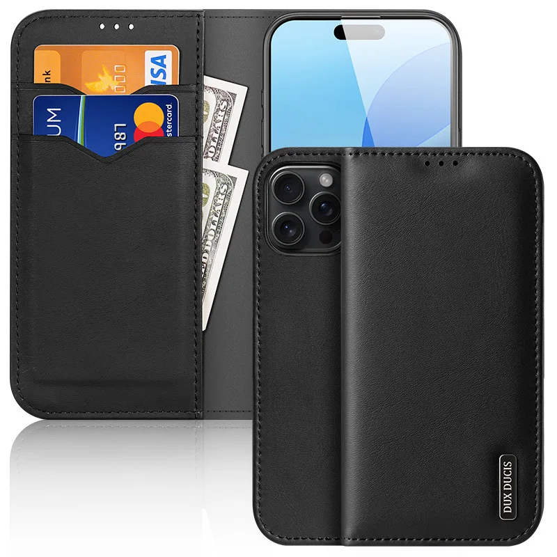 

Retro Genuine Leather Magnetic Flip Phone Cover for iPhone Air 17 Pro Max with Built-in Wallet Card Slots