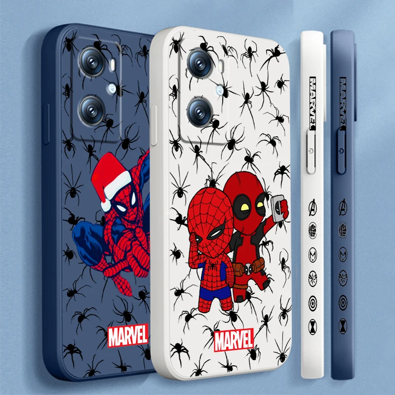 Superhero Spider-man Liquid Left Rope For OPPO Find Reno 7 6 X6 X5 X3 X2 A98 A96 A15 A53 A74 A72 A5 A16K 5G S 2020 4G TPU