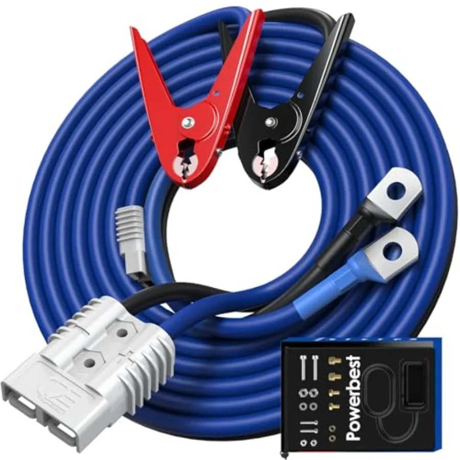 

Heavy Duty Jumper Cables - 1 Gauge 30 Feet 900Amp Automotive Booster Jumper Cables with 175A Battery Quick Connect and Permanen