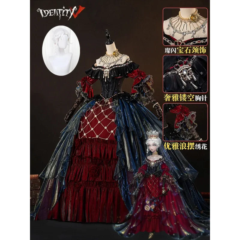 الهوية الخامس ماري الملكة الدموية الأمل كاذبة تأثيري حلي شعر مستعار تاج قفاز القرط الأبيض الشعر غطاء الرأس قلادة بروش الملحقات