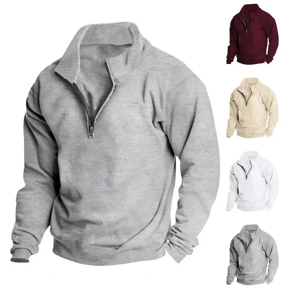 Men Sweatshirt with Zipper Collar Men's Half Zipper Stand Collar Sweatshirt for Spring Fall Breathable Soft Long for Sports