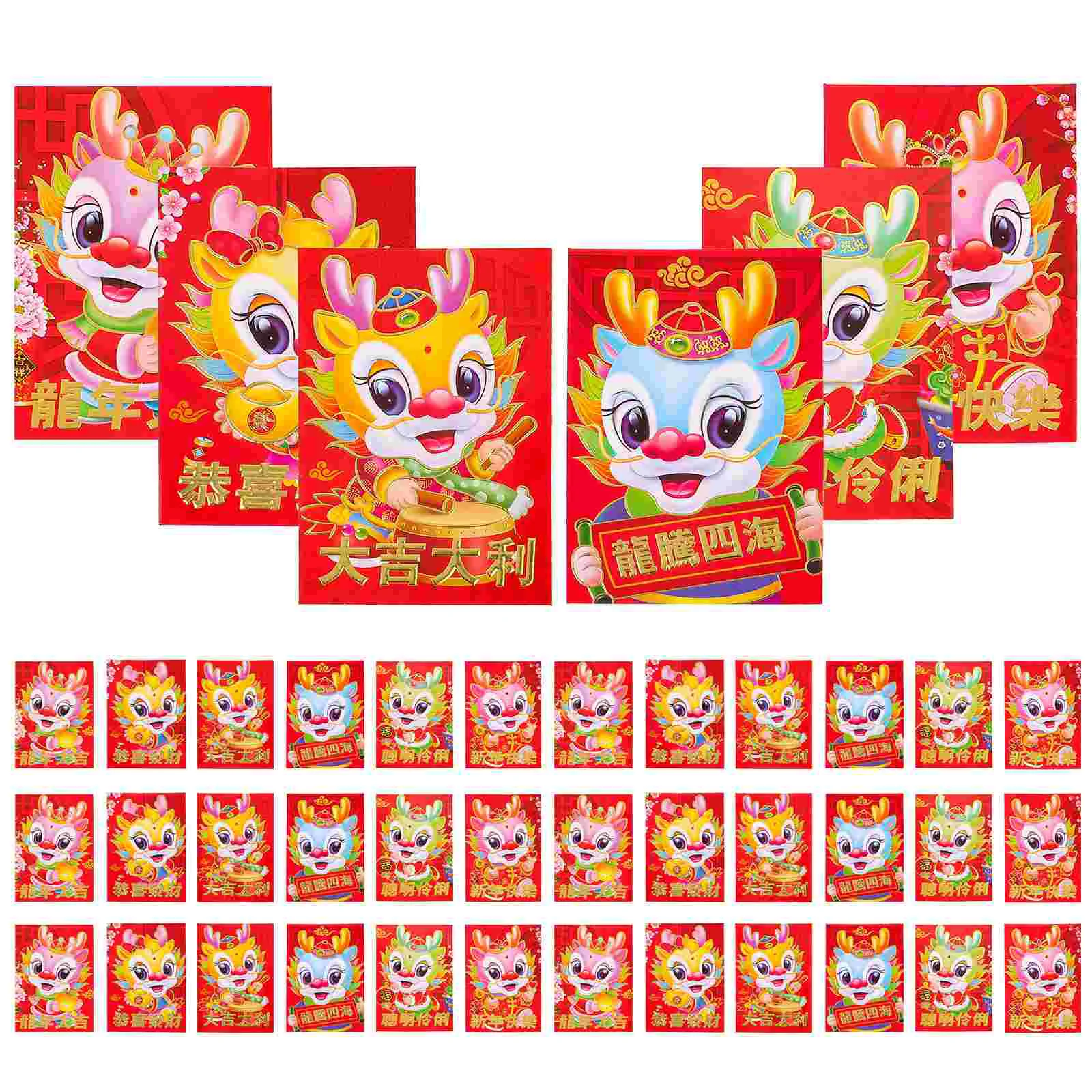 30 Pcs 2024 Year of The Dragon Red Packet New Spring Festival Gift Pockets Envelopes Chinese Purse