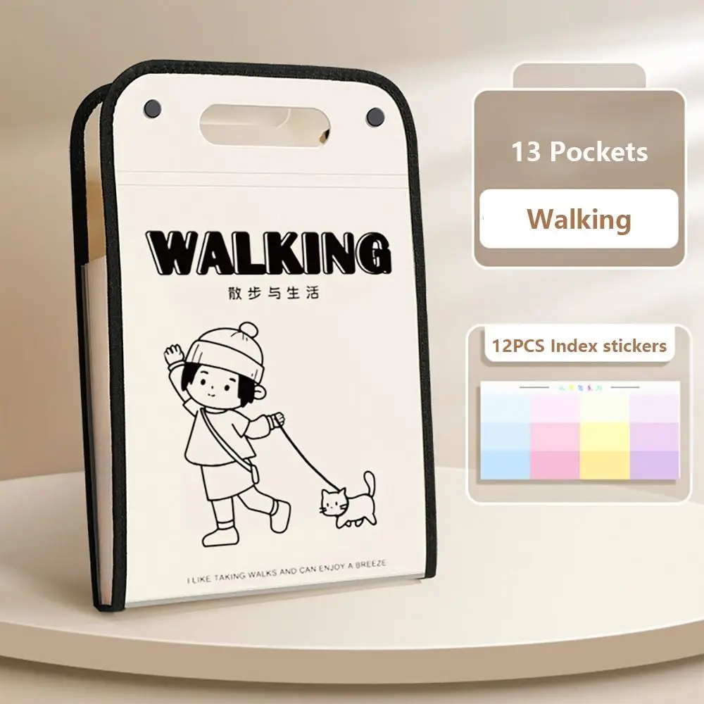 

Creative 13 Pockets Expanding File Bag Classified Waterproof A4 File Folder Large Capacity Portable Portfolio Students