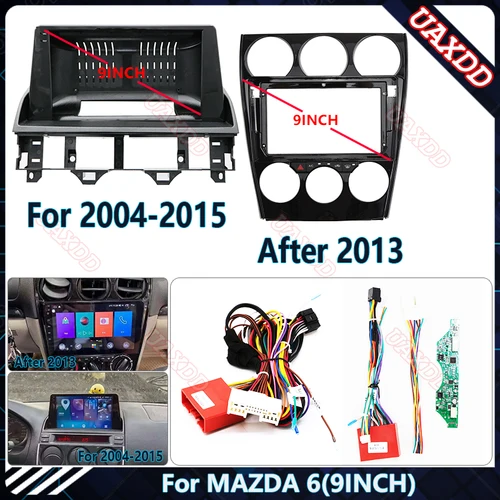 Para 2004-2015 MAZDA 6 9 pulgadas Radio de coche Android pantalla de audio estéreo reproductor de vídeo multimedia cables de navegación marco de arnés