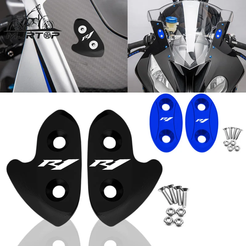 

YZF R1 2015-2017 Motorcycle Accessorie Windscreen Driven Mirror Eliminators Cap Mirror Hole Cover For Yamaha YZF R1 r1 2007-2014