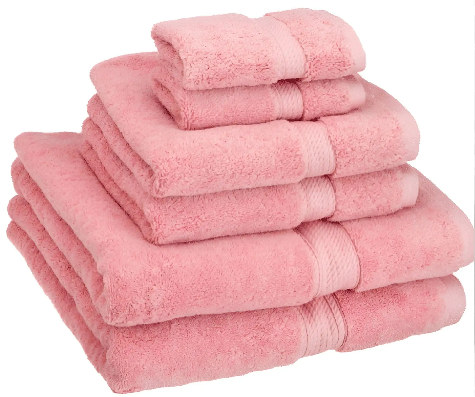 

6 Pieces Set Towel Pink 2 Bath Towel 2 Hand Towel and 2 Washcloths Extra Absorbent and Quick Drying Fabric