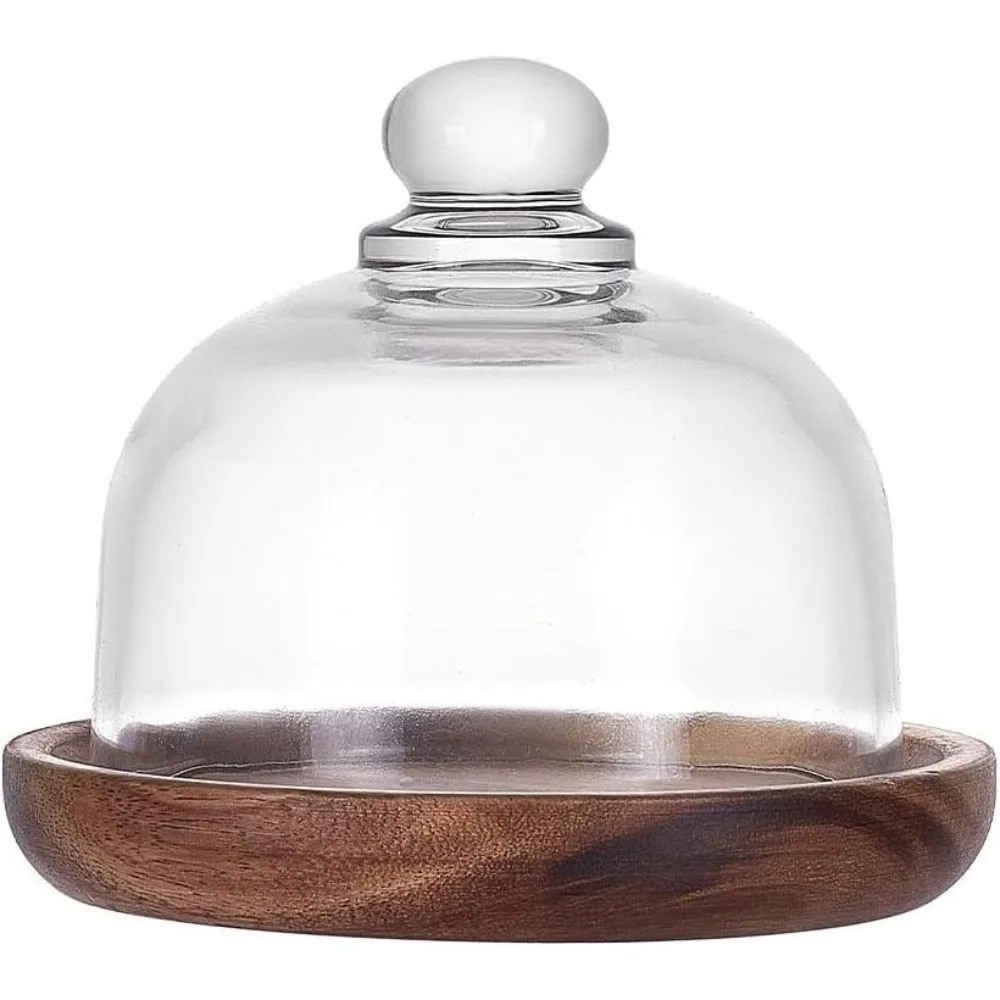 Glass Dessert Dome with Base Mini Domo Cloche Dome Display Cases Bell Jars Cloche Diameter of The Glass Bell: 3.14