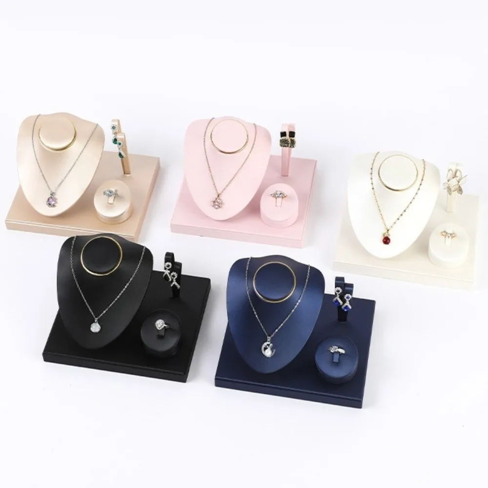 

Fashion Combination Set Jewelry Rack PU Leather Multi-purpose Necklace Display Storage Stand European-style Ornaments