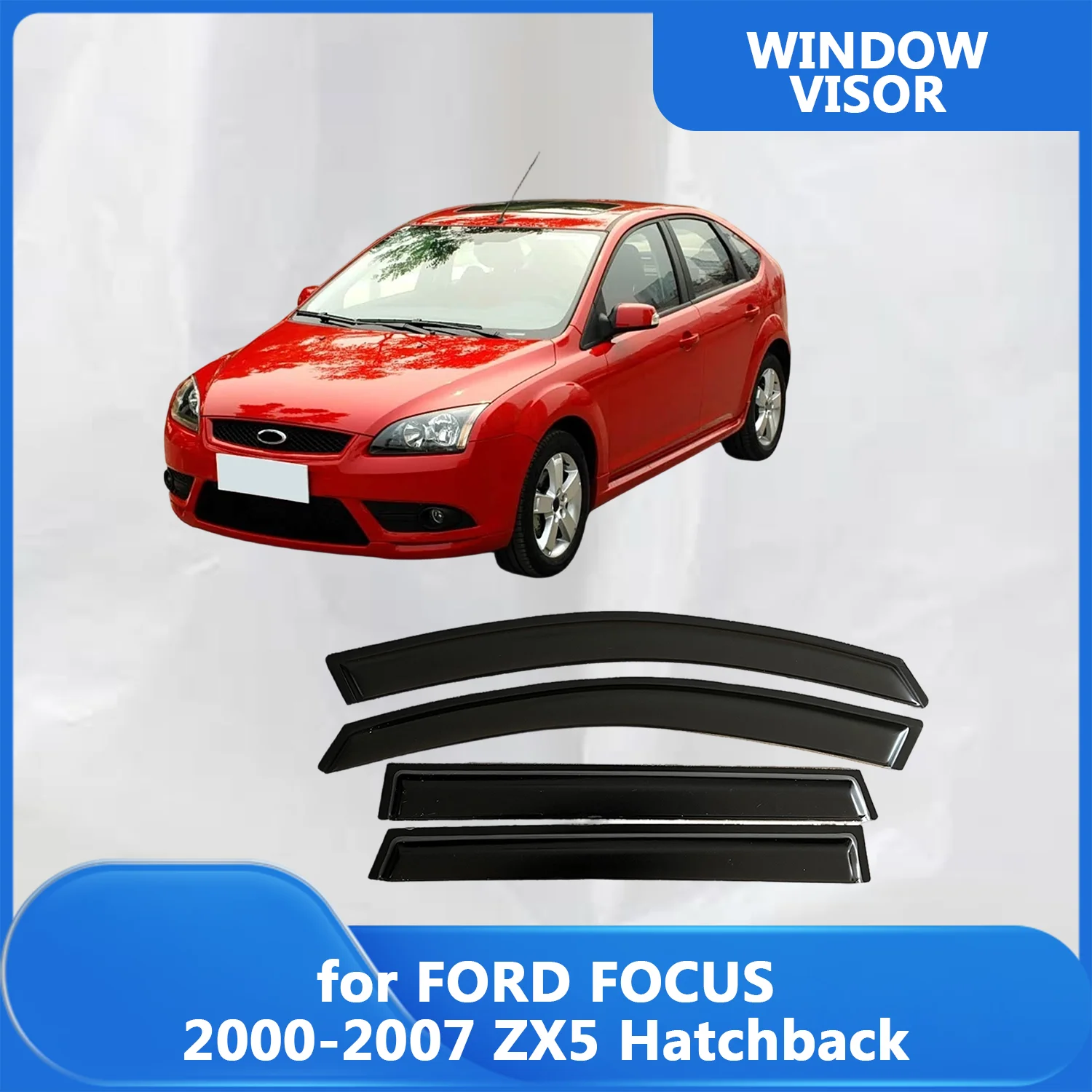 

Window Visor for FORD FOCUS 2000 2001 2002 2003 2004-2007 ZX5 Hatchback Wind Deflectors Rain Guards Door Visor Vent Shades Rain