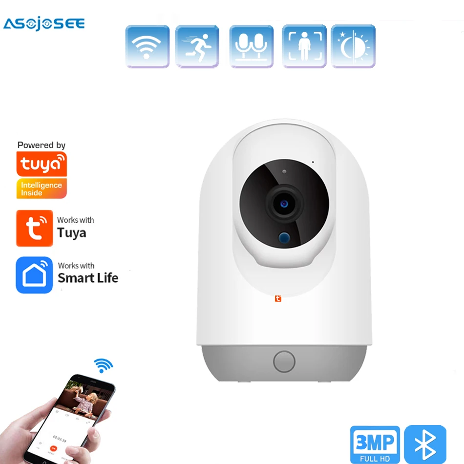 كاميرا Tuya IP WiFi PT داخلية بدقة 3 ميجابكسل، تتبع تلقائي، تحكم في تطبيق الصوت ثنائي الاتجاه لأمن المنزل الذكي #1