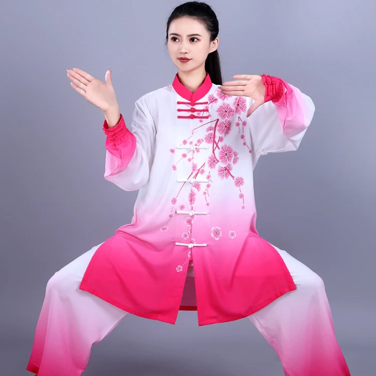 Tai Chi Uniform Spring Autumn Embroidery Wushu Kung Fu Clothing Martial Arts Traditional Wing Chun Training Morning Exercise