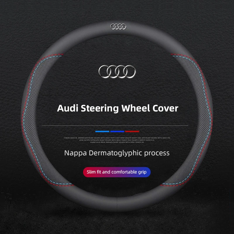 Car Dedicated Breathable Antiskid Leather Steering Wheel Cover For Audi A1 A2 A3 A4 A5 A6 A7 A8 Q1 Q2 Q3 Q4 Q5 Q6 Q7 Q8 TT S3 S5