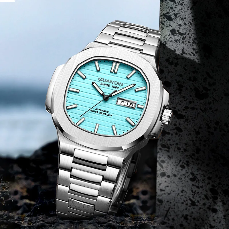 GUANQIN Waterproof Calendar Mechanical Men Watches Sporty Luxury Luminous Stainless Steel Strap Top Brand Sapphire Watch For Men