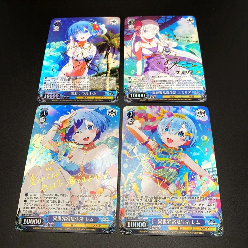 Re Life dans un monde différent de zéro personnages d'anime Rem bricolage jeu fait maison jouets carte de Collection cadeau d'anniversaire de noël