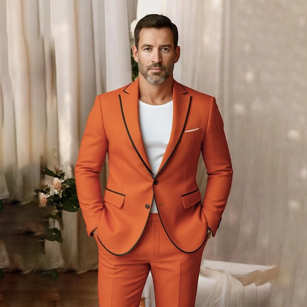 

Элегантные мужские костюмы, комплект из двух предметов, куртка, брюки, наряд на заказ, однобортный, с лацканами, облегающая, для выпускного вечера, мужская одежда Terno