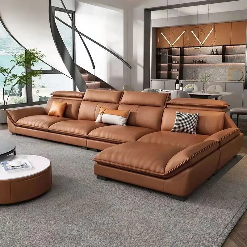 

Italian Luxury Genuine Leather Sofa Home Furniture Living Room Sofa Modern Minimalist Sofa