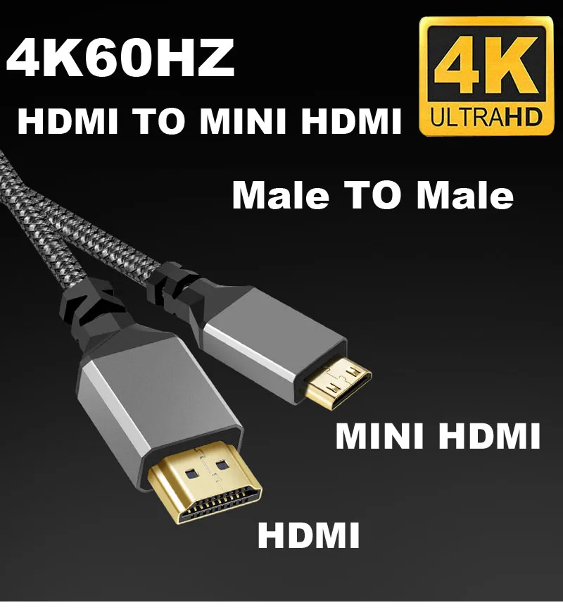 1/2/3/5/10M MINIHDMI Mini HDMI To HDMI-Compatible V2.0 Cable 4K 60HZ 1080P 3D For Tablet Camcorder Camera Display Cable Adapter