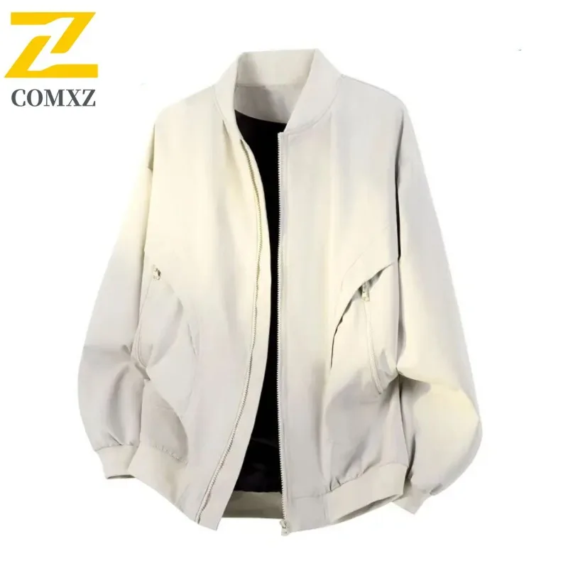 

Baseball Collar Jacket Men 2025 Autumn Casual Collarless Travel Windproof Outerwear Outdoors Camping Cycling Lightweight Jackets