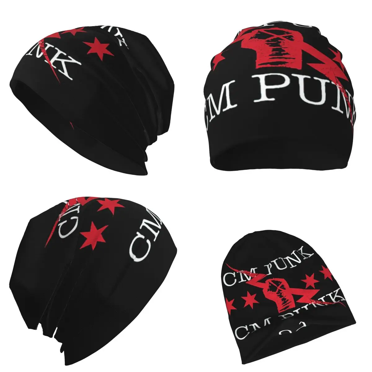 Cm Punk Logo Warm Knitted Cap Hip Hop Bonnet Hat Autumn Winter Outdoor Beanies Hats for Unisex Adult