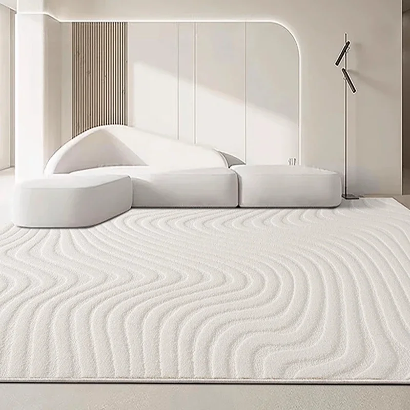 Natural waterproof silk modern high-grade white cream style living room carpet Japanese bedroom plain floor mat