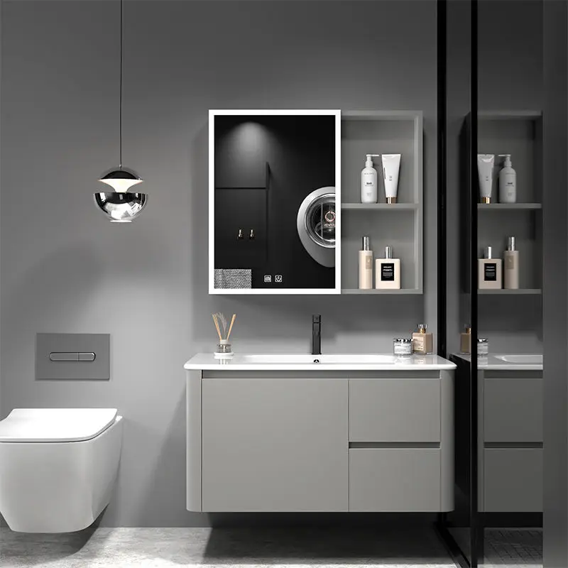 

Modern minimalist bathroom cabinet, integrated with smart ceramics