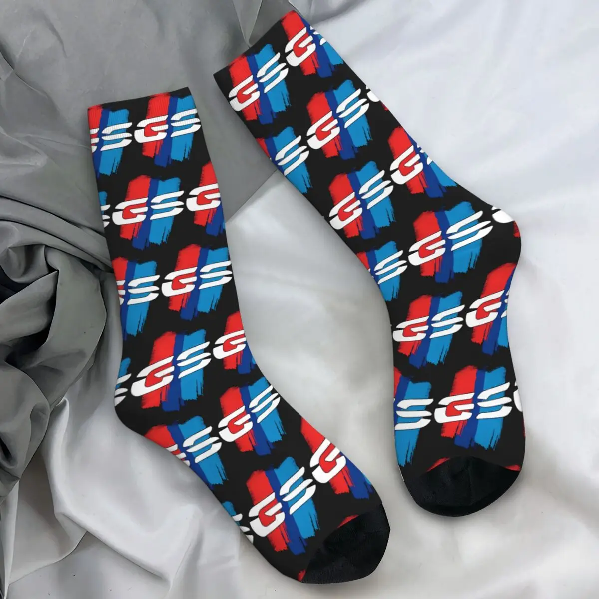 GS Motor World Map Racing Socks Gothic Stockings Women Men Soft Breathable Outdoor Sports Socks Autumn Custom Anti-Slip Socks