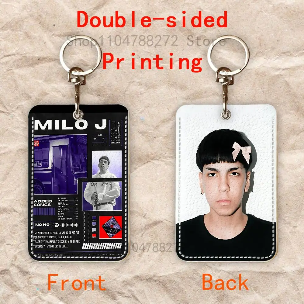 M-Milo J Rectangle Card Case Keychain Access Card Bag Key Tag Ring Leather Card Holder Key Ring Access