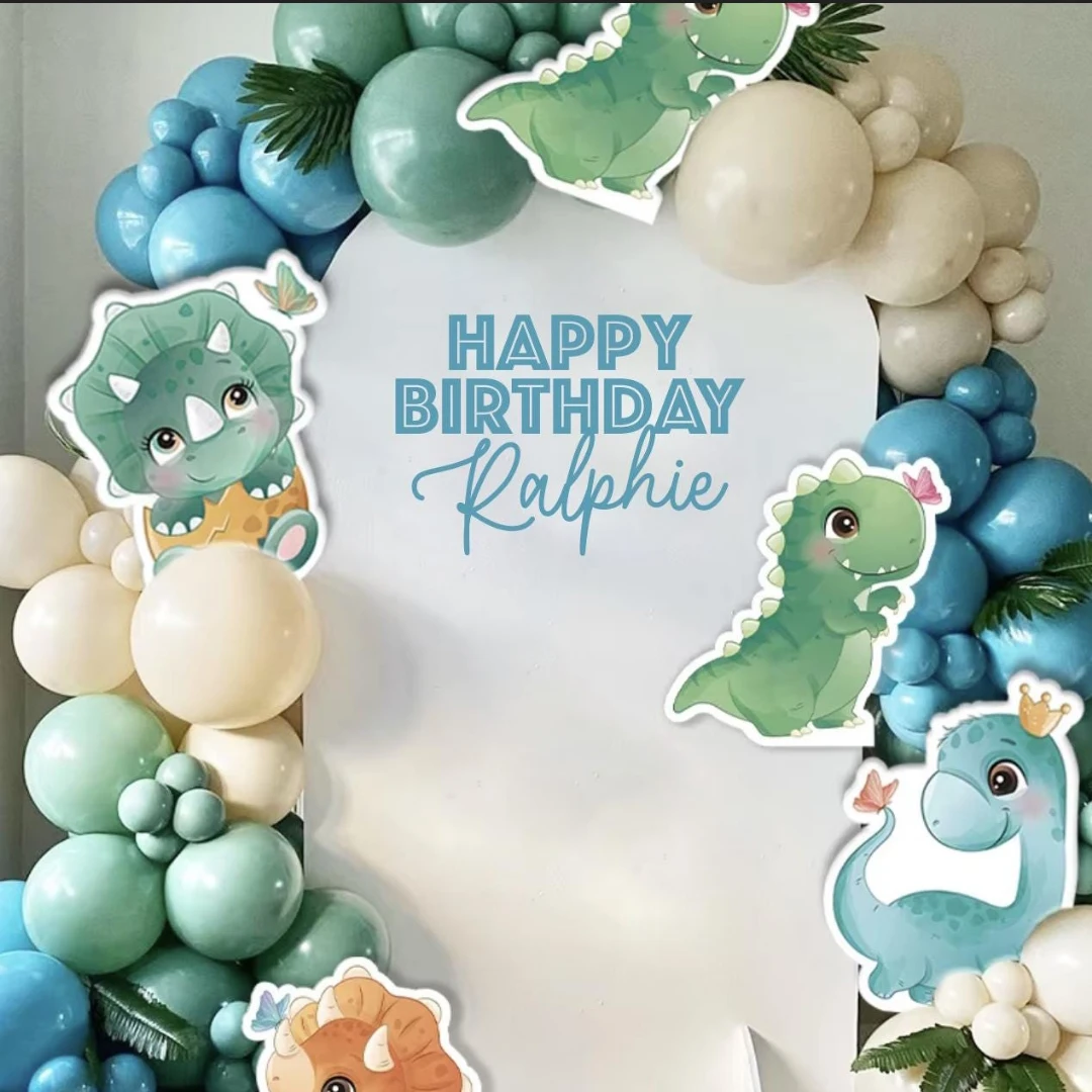 

Big Happy Birthday Personlized Dinosaur Birthday Name Arch Sticker Decal Birthday Wall Decoration Balloon Wall Custom Text