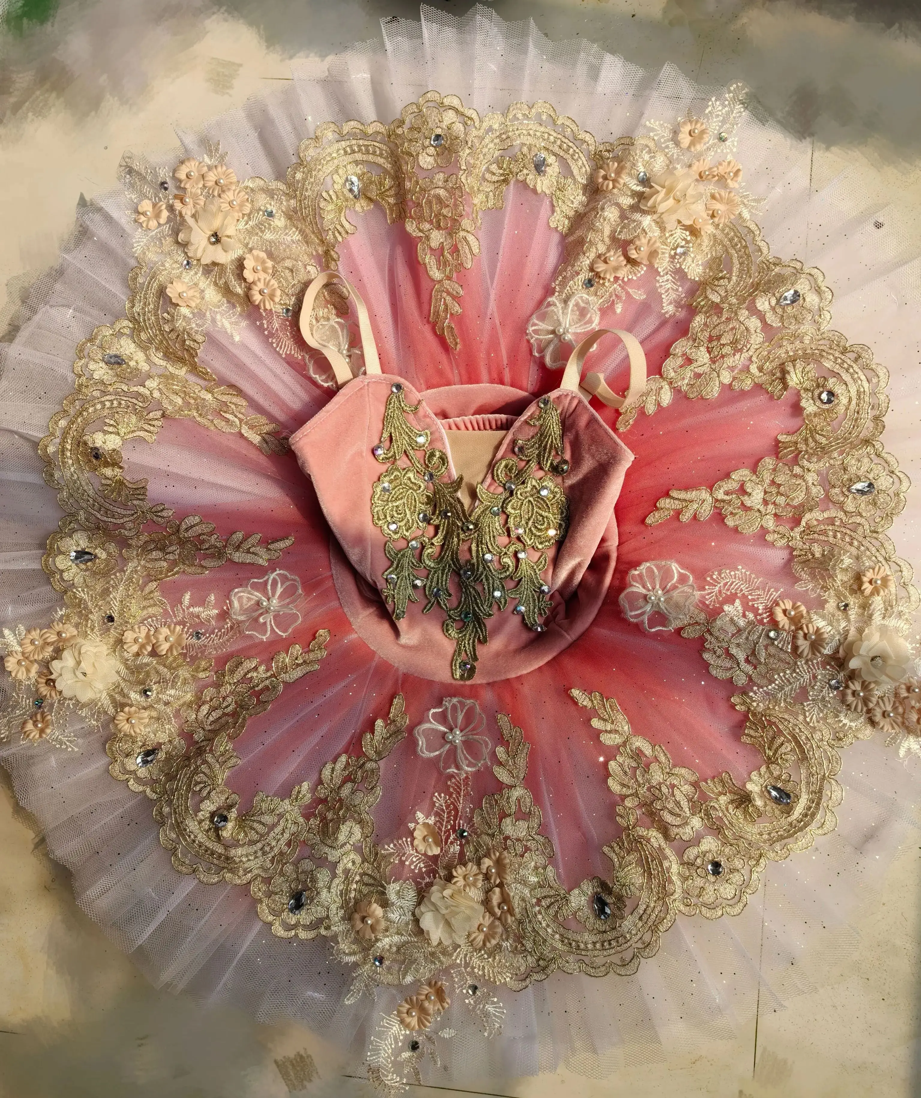 Women Professional Ballet Tutu Dress Kids Lace Flower Platter Tutu Ballerina Girls Sleeping Beauty Performance Dance Costumes