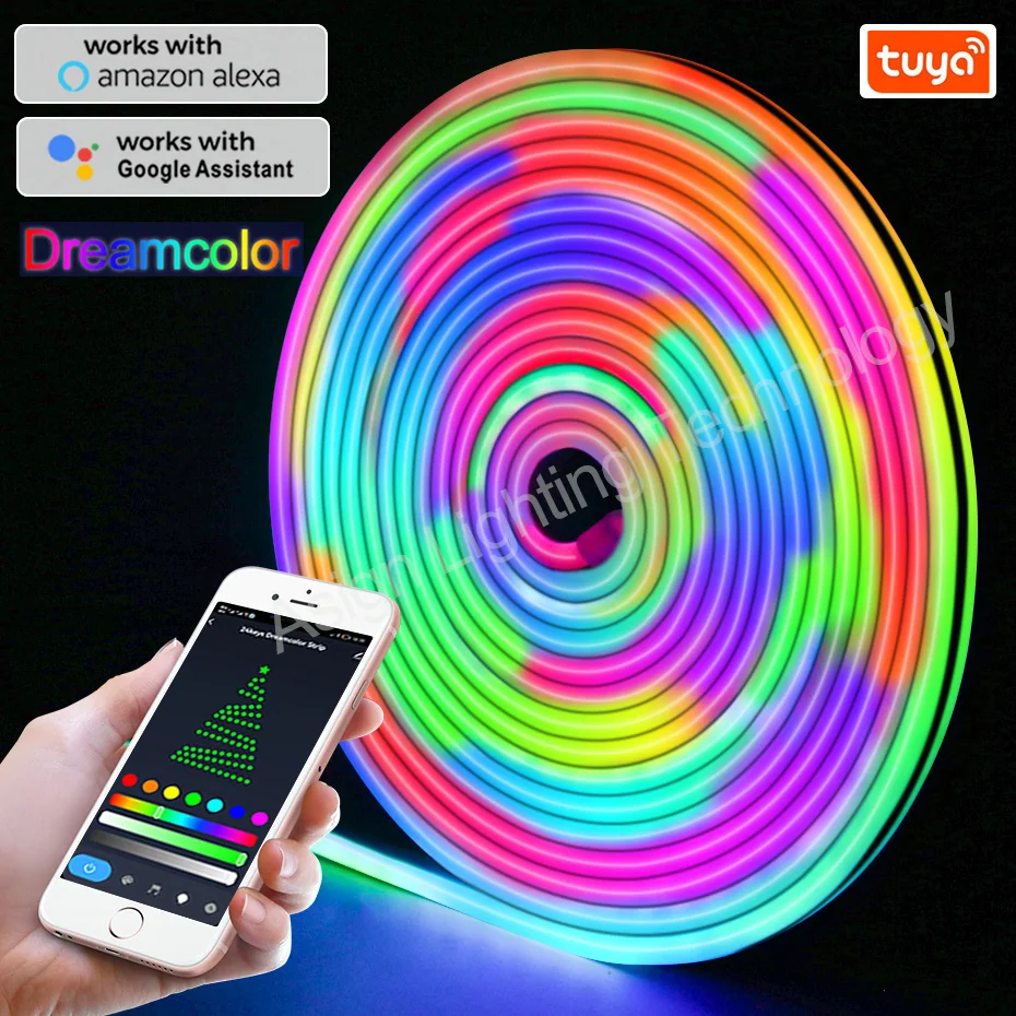 WiFi/Bluetooth 5M 10M 12V Waterproof Neon LED RGBIC Lights 96Leds/m IP67 RGB Neon Led Strip Rainbow Chasing Room Bars Decoration