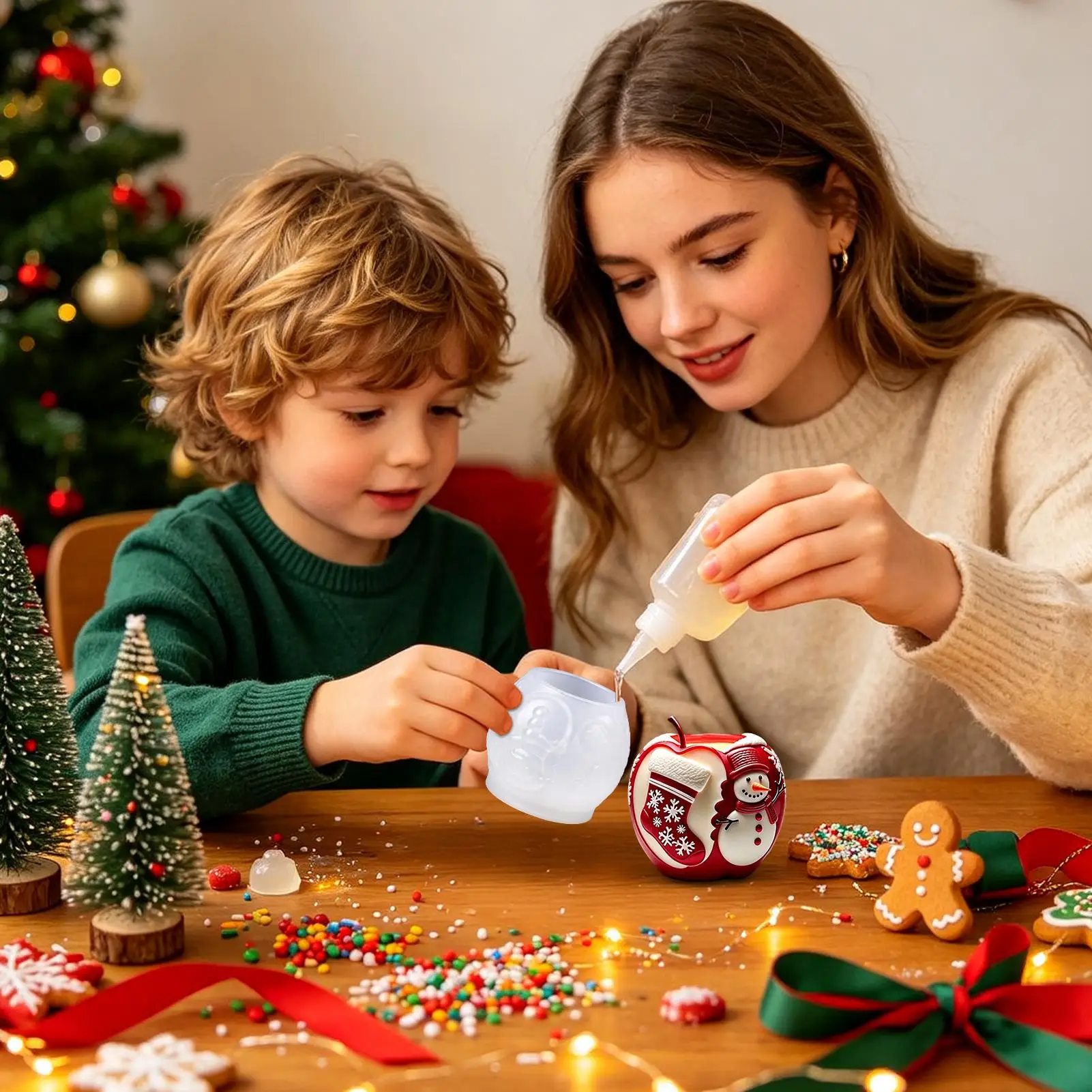 Christmas Silicone Molds 3D Fruit Shape Sculpture Mould Christmas Theme Candle Mold For Holiday Soap Chocolates Epoxy Resin